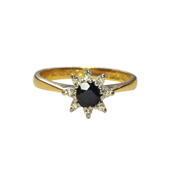 Chunky stone rings-Diamond & Sapphire Star Ring