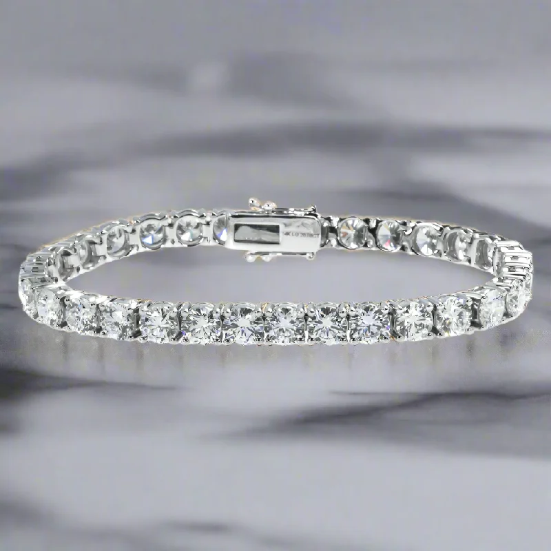 Birch grain bangles-Lekshana 20 Carat Round Lab Grown Diamond Tennis Bracelet in 14K White Gold