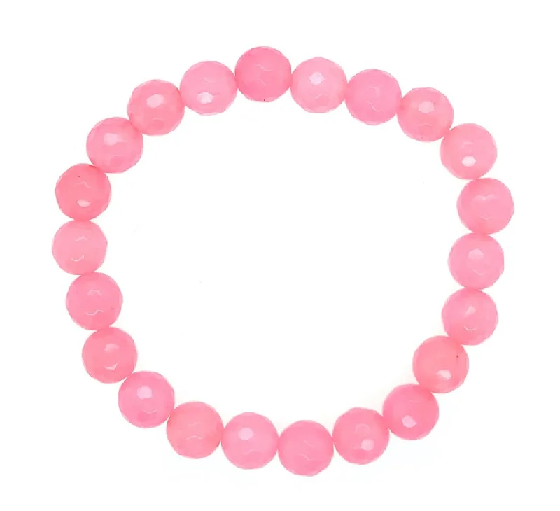 Pure eternity bangles-Dee Berkley 8mm Faceted Rose Quartz Beaded Bracelet