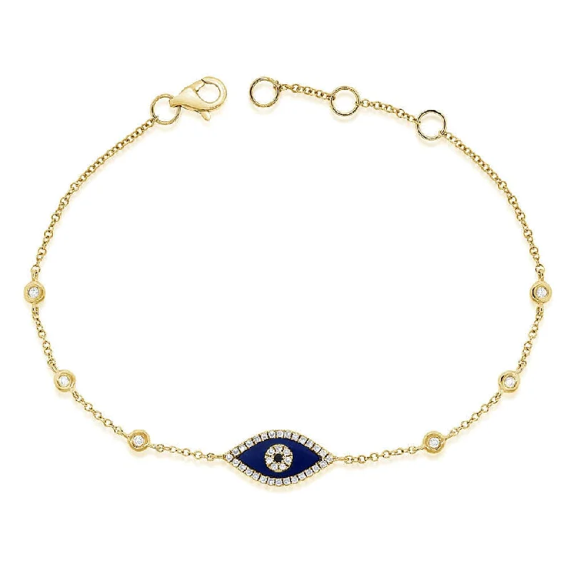 Subtle pearl bangles-14k Gold & Diamond Lapis Evil Eye Bracelet