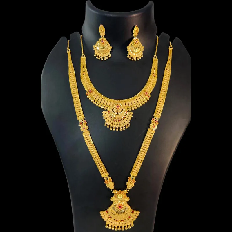 Petal design necklaces-Pari Art Jewellery Forming Gold Double Necklace Set