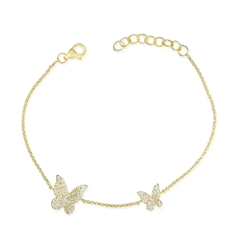 Solid chain bangles-14k Gold & Diamond Butterfly Bracelet