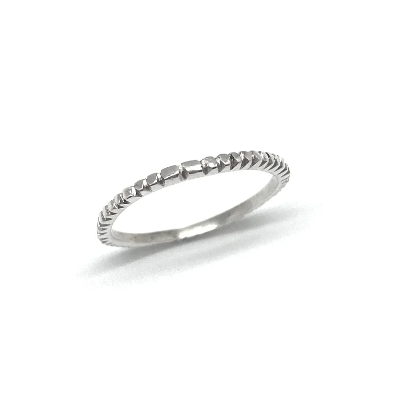 Curved shank rings-Small Textured Silver Ring