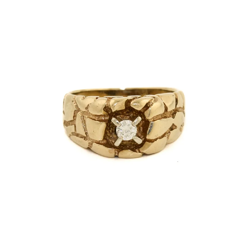 Bear motif rings-10k Gold x "Rubble Rock" Nugget Diamond Ring