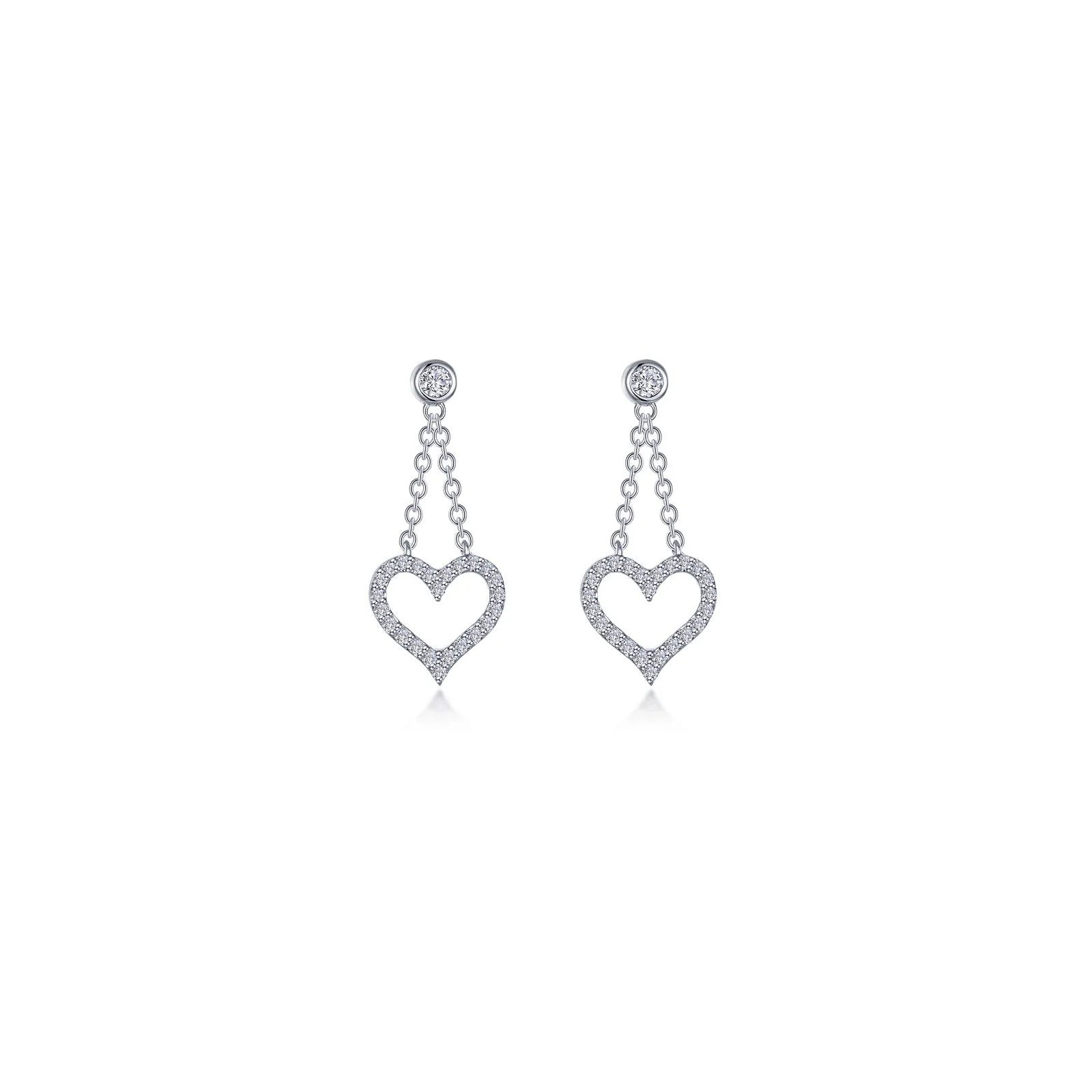 Birch charm earrings-Lafonn Simulated Diamond Cut-out Heart Dangle Earrings E0616CLP00