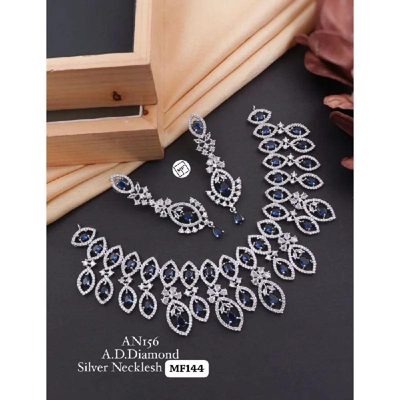 Chic art necklaces-Akruti Collection Silver Plated AD Necklace Set