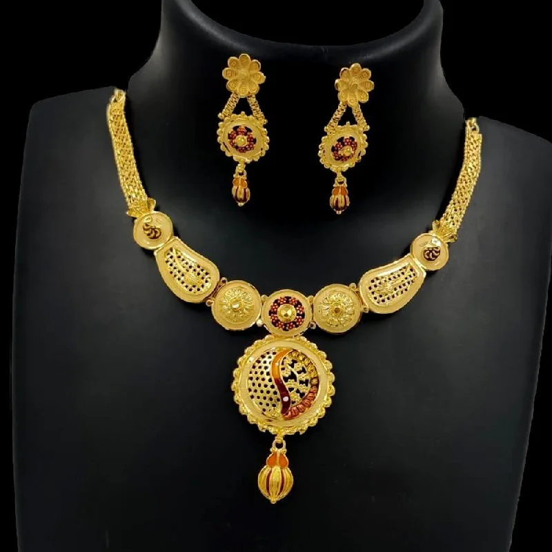 Thick collar necklaces-Pari Art Jewellery Forming Gold Necklace Set