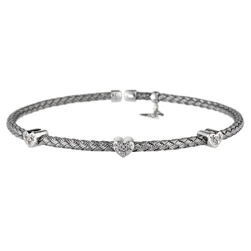 Quartz gem bangles-Oxidised Bracelet 5 CZ