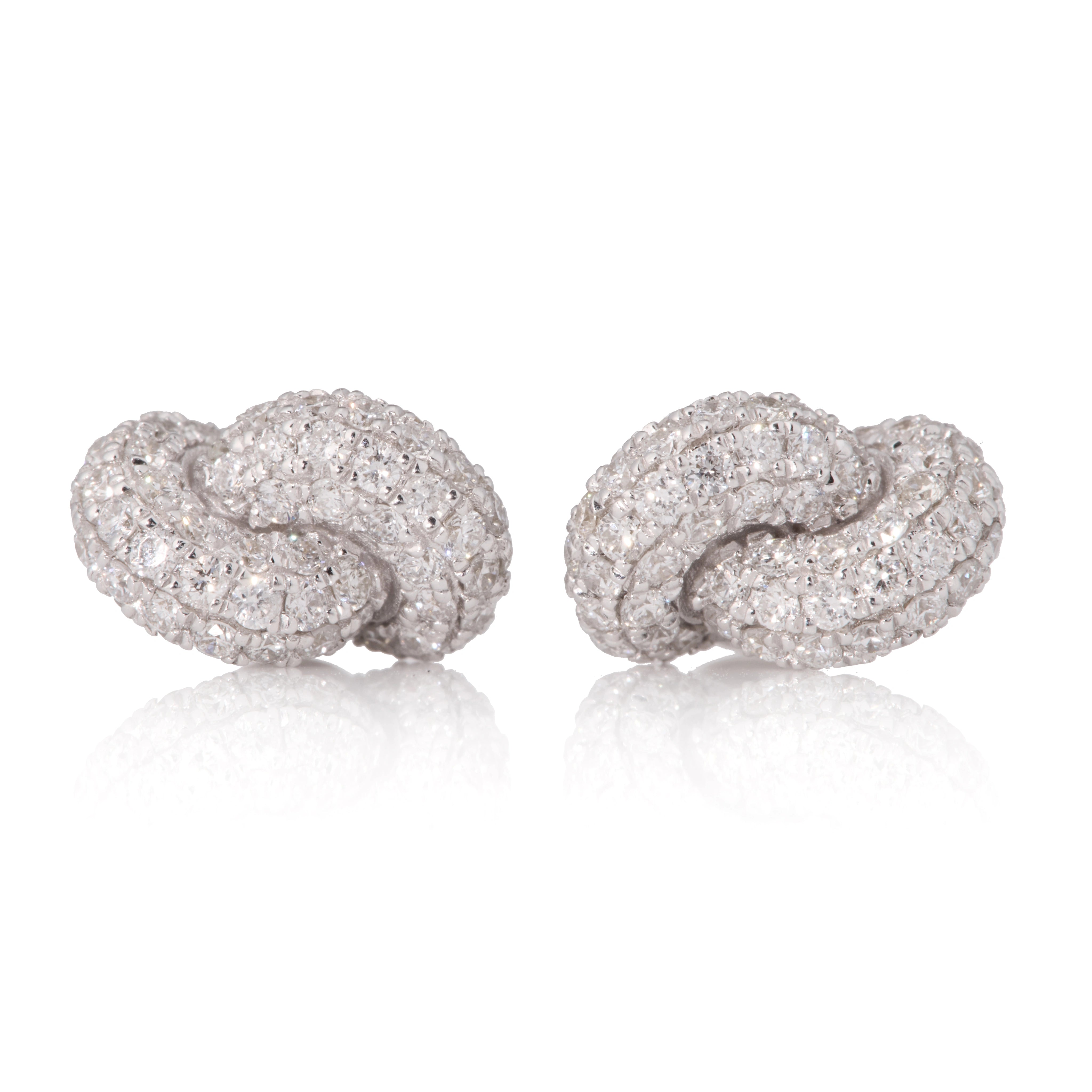 Silk fringe earrings-Petite Nouer Pave Knot Studs