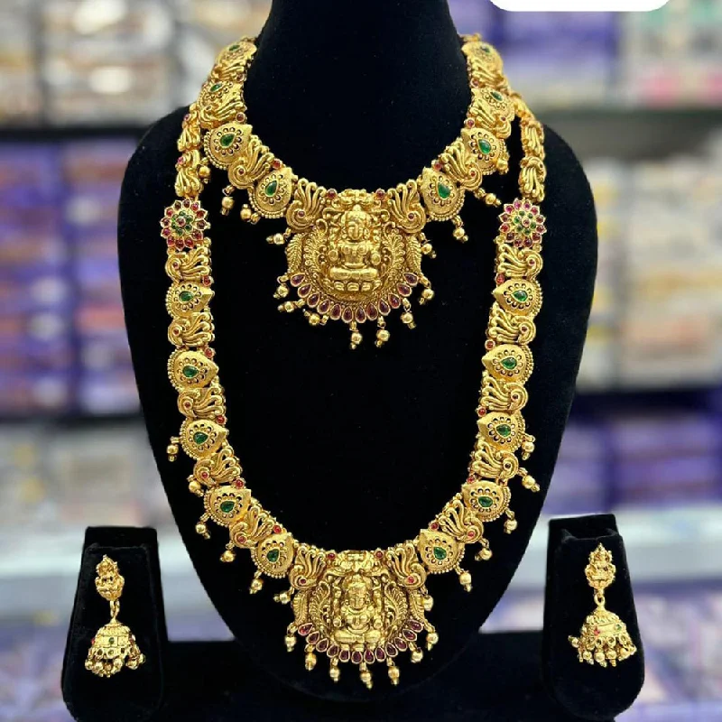 Polished name necklaces-Manisha Jewellery Pota Stone Temple Necklace Set