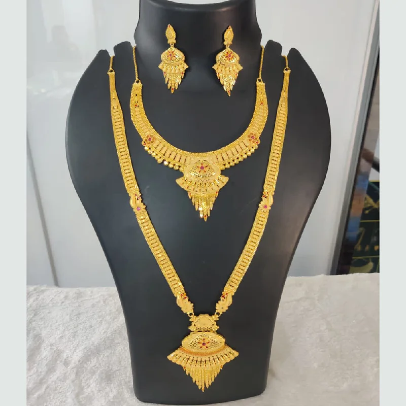 Radiant charm necklaces-Pari Art Jewellery Forming Gold Double Necklace Set