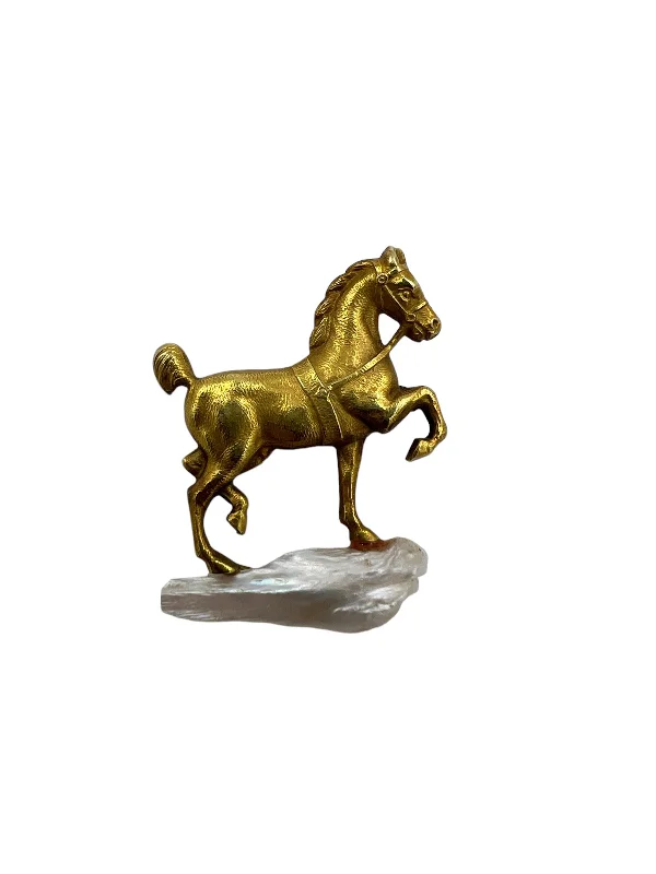 Ruby gem brooch-Art Nouveau Yellow Gold Horse On A Pearl Rock Brooch Circa 1900