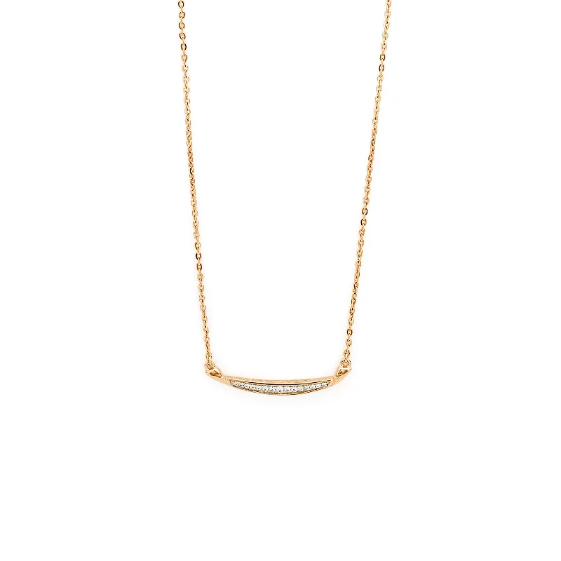 Rustic silver necklaces-Crescent Pavé Necklace Medium - 18K Rose Gold Vermeil + CZ Blanc