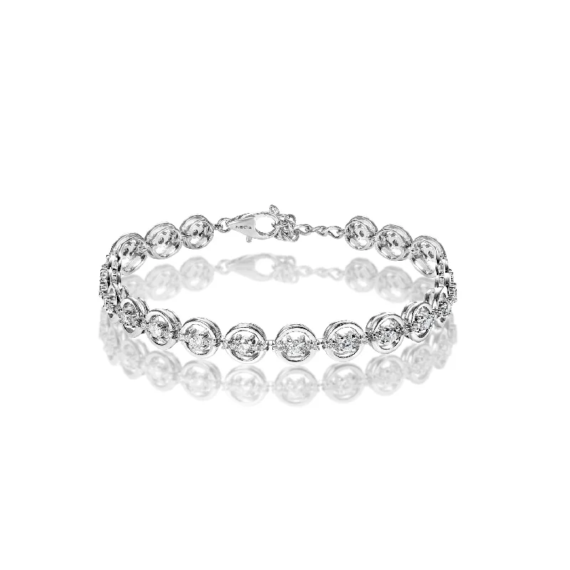 Whimsical bangles-Kaliyah 2 Carat Round Brilliant Single Row Diamond Bracelet in 18k White Gold By Mike Nekta