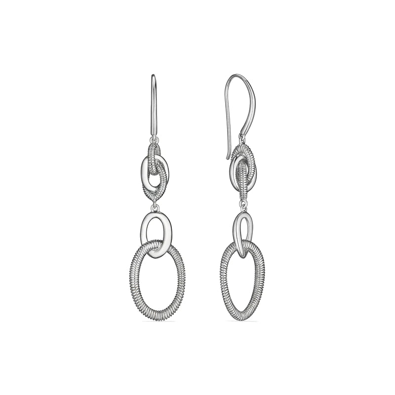 Bright gem earrings-Judith Ripka SS Eternity Interlocking Knot Double Drop Hoops Earrings