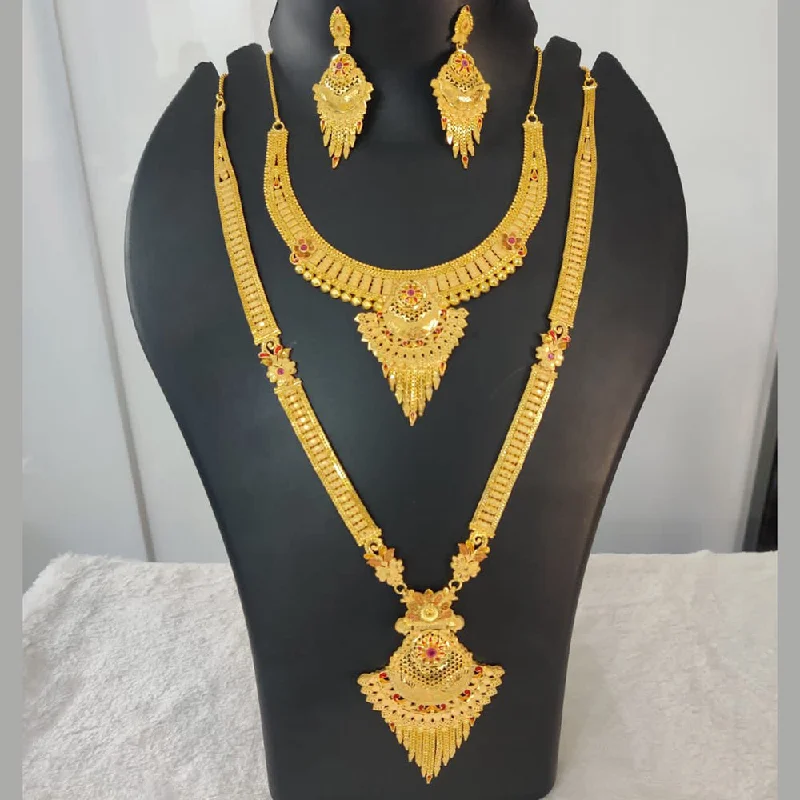 Light filigree necklaces-Pari Art Jewellery Forming Gold Double Necklace Set