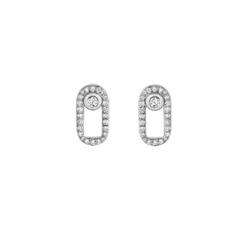 Matte texture earrings-14K White Gold Diamond Pave Stud Earrings