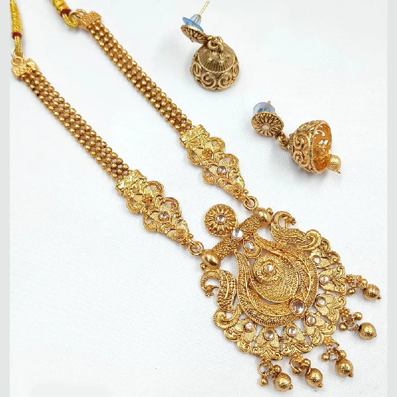 Sleek gem necklaces-Padmawati Bangles Gold Plated Pota Stone Necklace Set