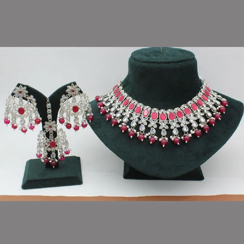 Leaf design necklaces-Manisha Jewellery Silver Plated Necklace Set