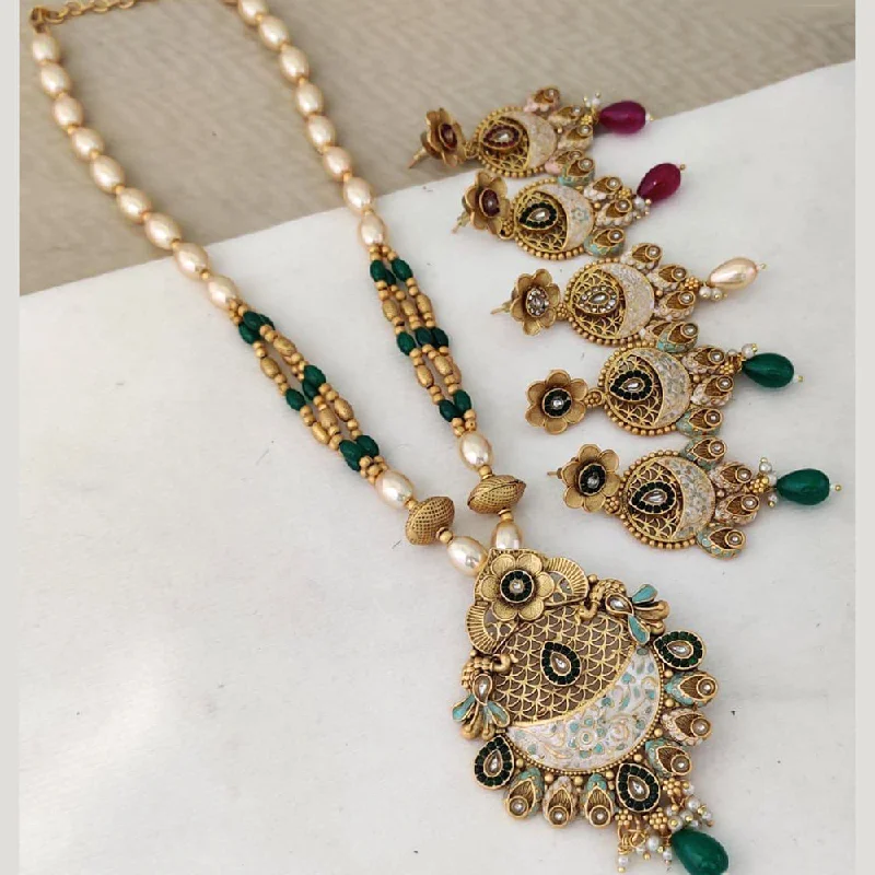 Bold art necklaces-Rani Sati Jewels Gold Plated Necklace Set