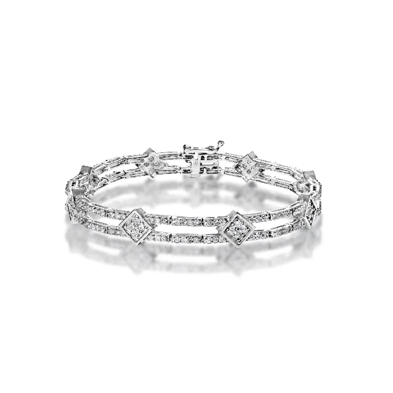 Thin filigree bangles-Sloane 3 Carat Round Brilliant Diamond Tennis Bracelet in 14k White Gold