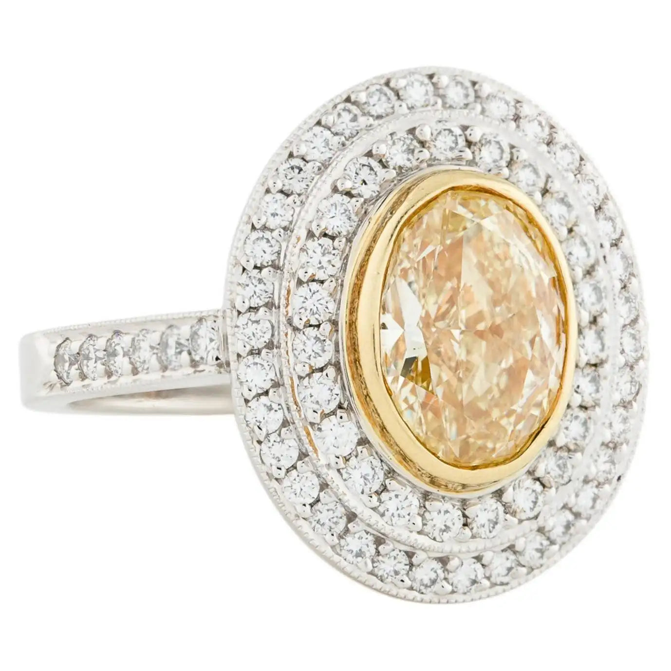 Moonstone birthstone rings-Oval Yellow Diamond Ring