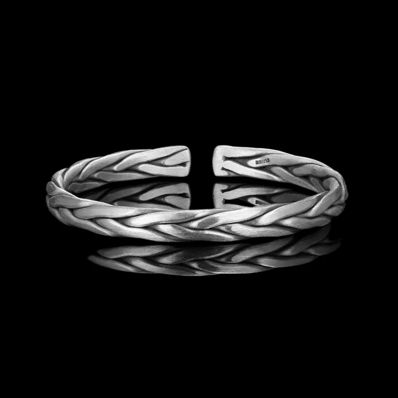 Dual gem bangles-THE WOVEN BANGLE. - 925 STERLING SILVER