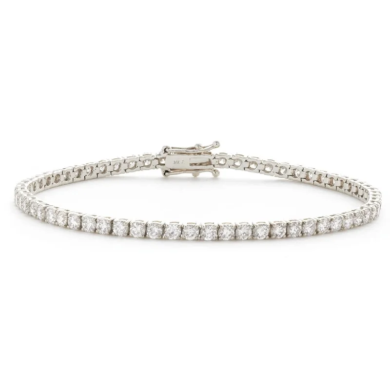 Solid stone bangles-Round Cut Diamond Line Tennis Bracelet in Four Claw setting