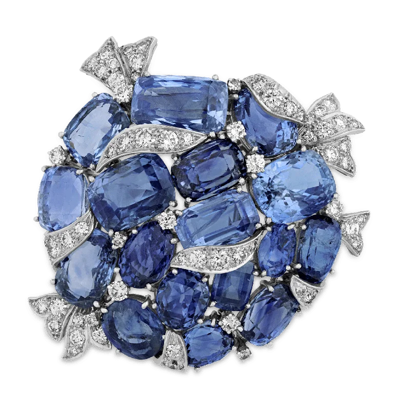 Subtle pearl brooch-Vedura Ceylon Sapphire Brooch, 100.00 Carats