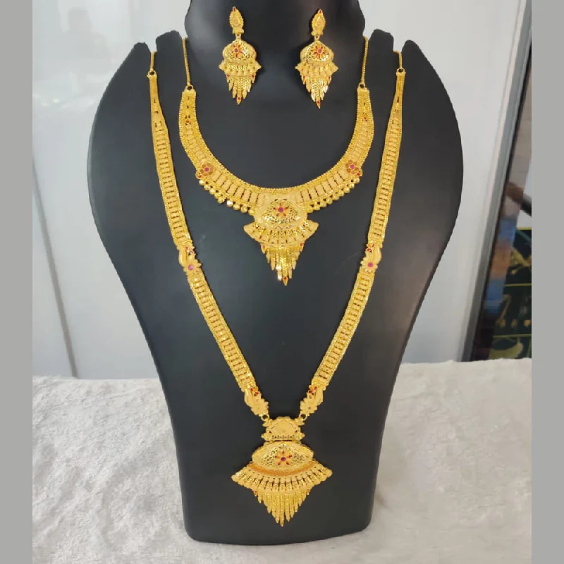 Retro deco necklaces-Pari Art Jewellery Forming Gold Double Necklace Set