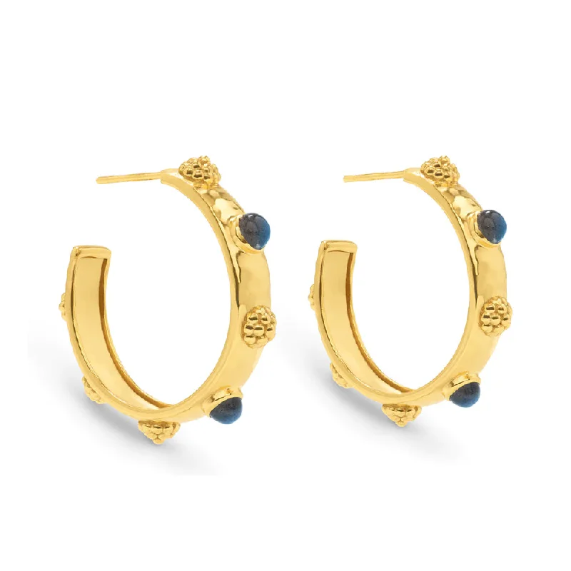 Fox wing earrings-Capucine de Wulf Cleopatra Hoop Earrings- Hammered Gold/Blue Labradorite