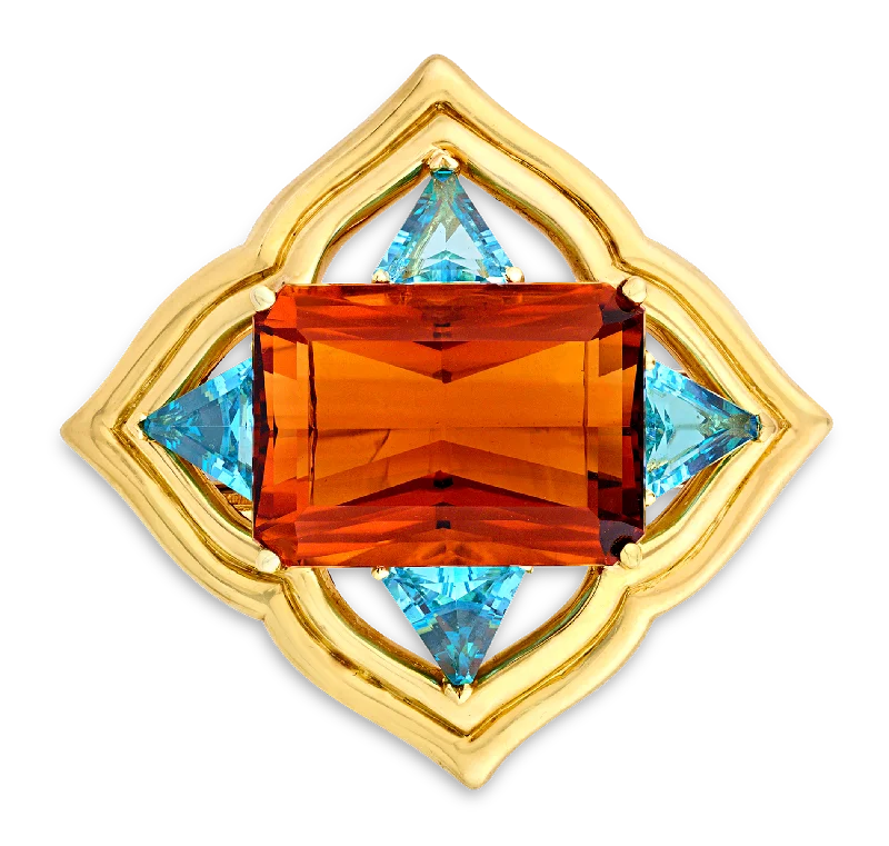 Surf design brooch-Ron McNamer Citrine and Topaz Brooch