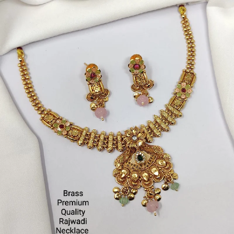 Silk cord necklaces-Manisha Jewellery Gold Plated Pota Stone Necklace Set