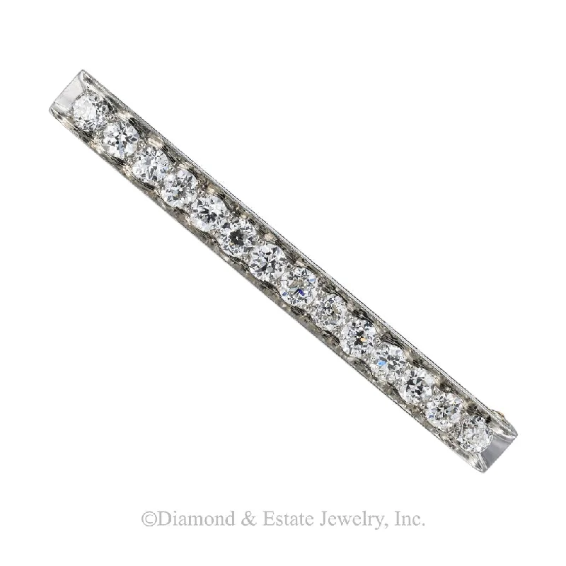 Oval charm brooch-Tiffany & Co Art Deco Diamond Platinum Brooch