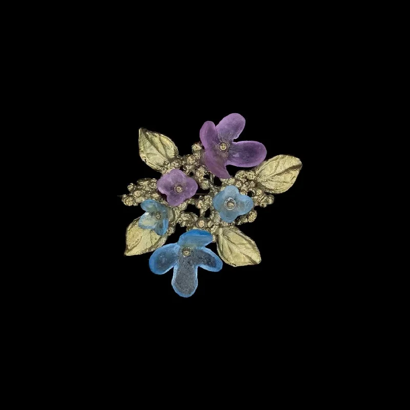 Glossy floral brooch-Hydrangea Teller Blue Brooch - Petite