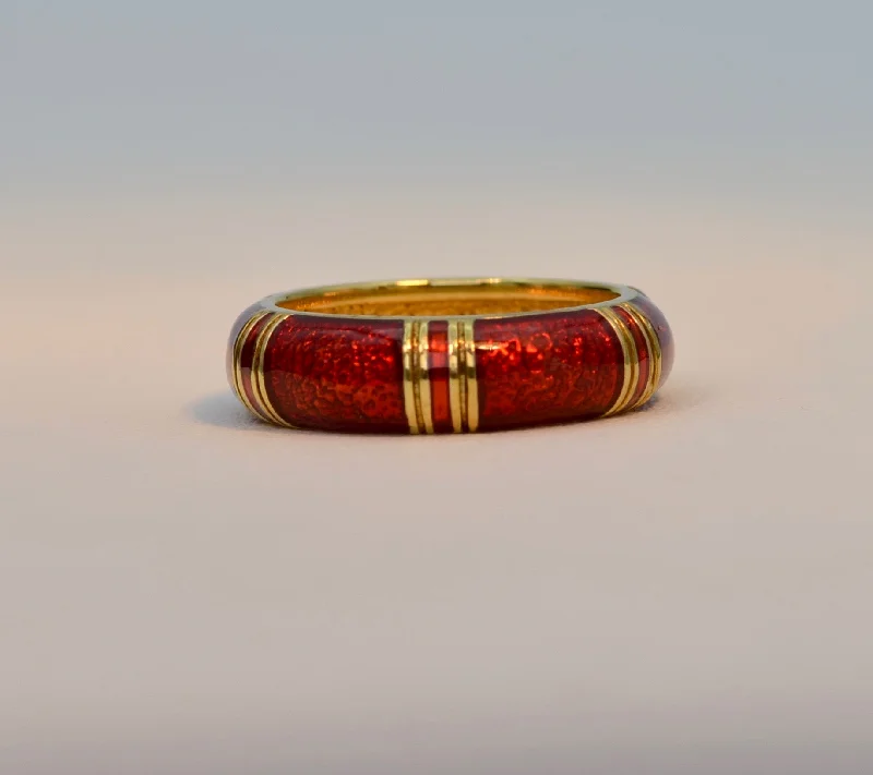 Small stack rings-18K yellow gold Hidelgo enamel band