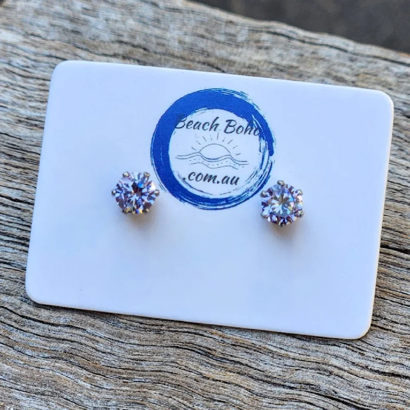 Bright gem earrings-A LITTLE CALM -  SILVER WATERPROOF STUD EARRINGS