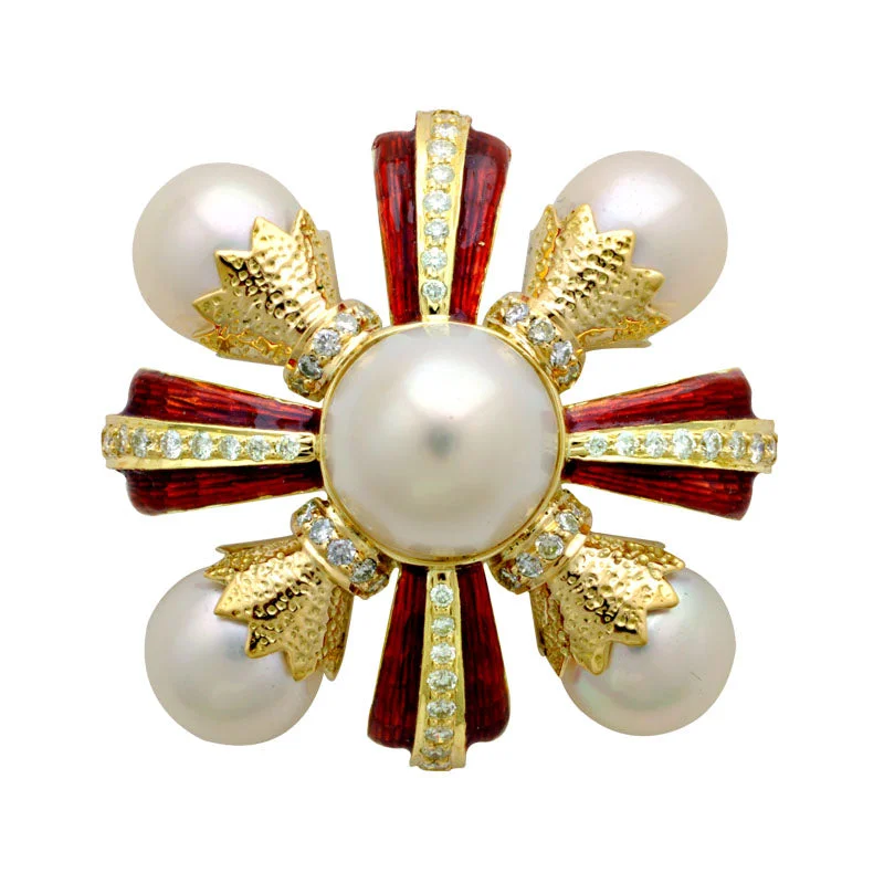 Sapphire gem brooch-Brooch-South Sea Pearl and Diamond (Enamel)