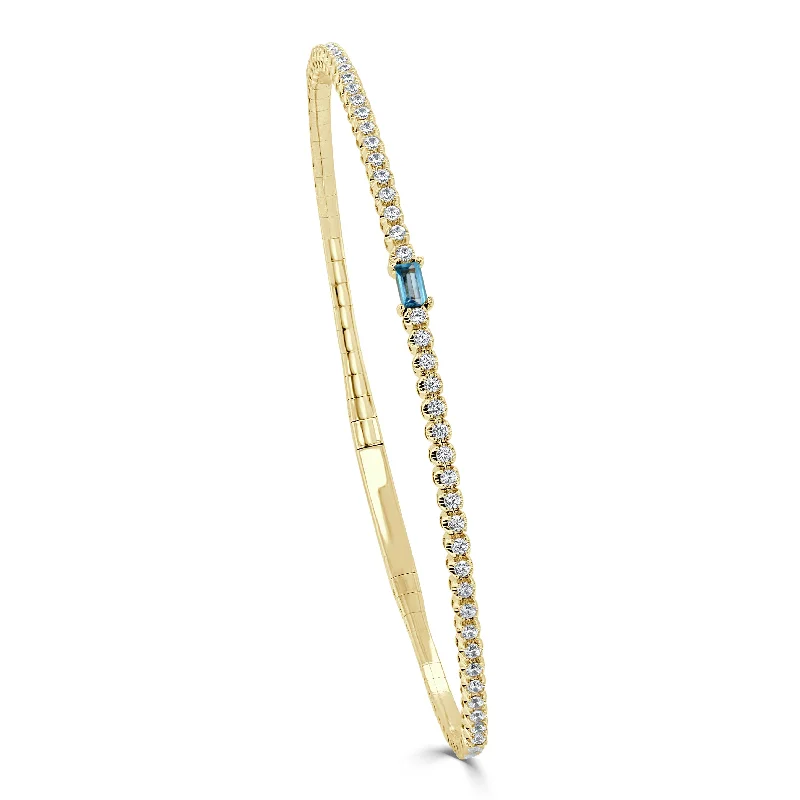 Bold gem bangles-14K Gold Birthstone & Diamond Flexible Bangle