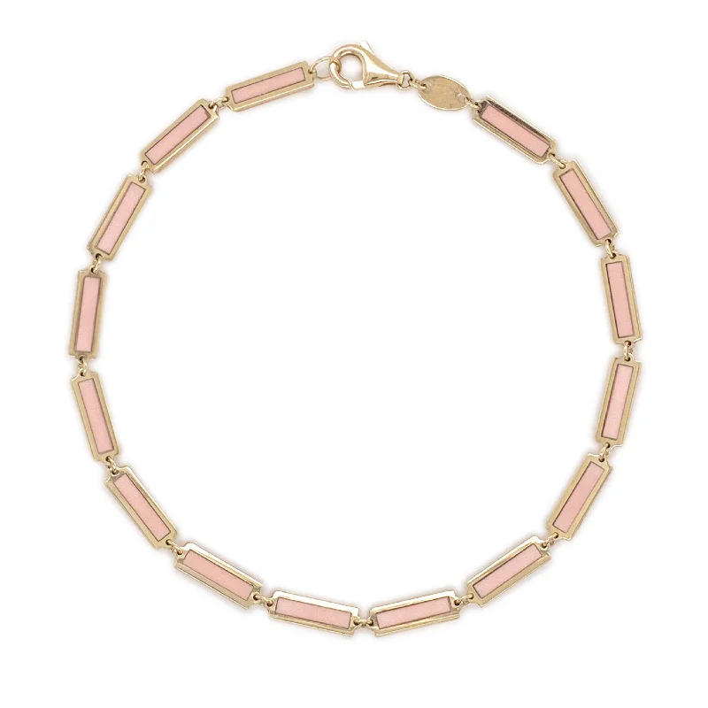 Fiber edge bangles-14k Gold & Light Pink Bar Bracelet