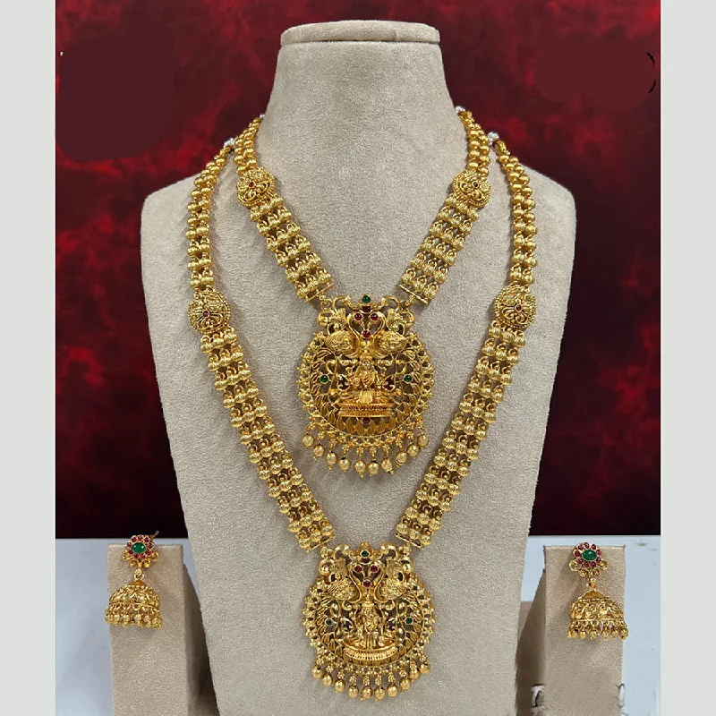 Tribal coin necklaces-Diksha Collection Pota Stone Necklace Combo Set