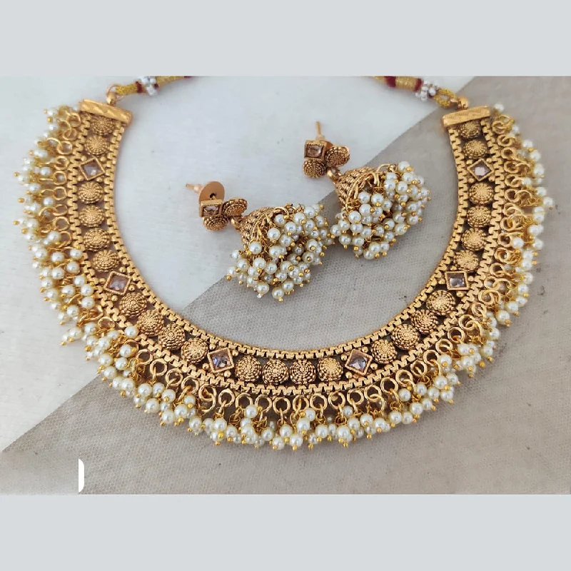 Haze glass necklaces-Rani Sati Jewels Gold Plated Pearl Necklace Set