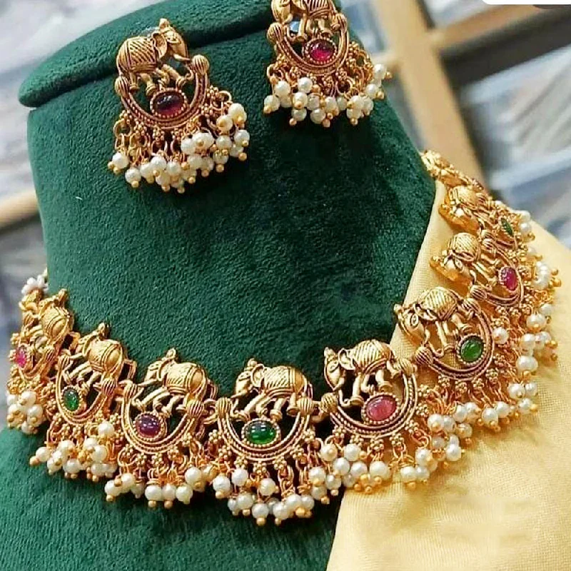 Bamboo braid necklaces-Manisha Jewellery Gold Plated  Necklace Set