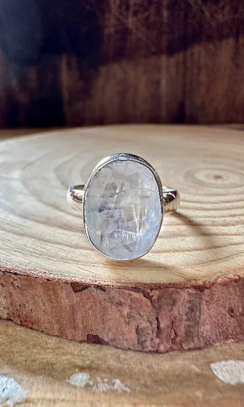 Stone cluster rings-CLARITY MOONSTONE Sterling Silver Ring • Size 8