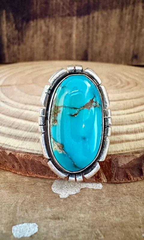 Linen thread rings-MERLE HOUSE NAVAJO Turquoise and Sterling Silver Ring • Size 5