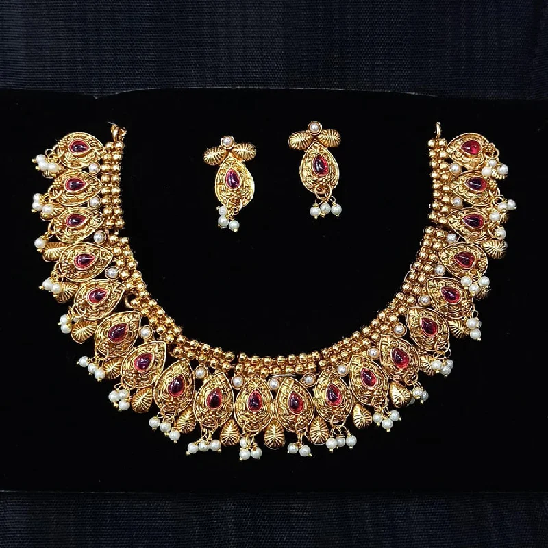 Silk cord necklaces-Manisha Jewellery Gold Plated Necklace Set