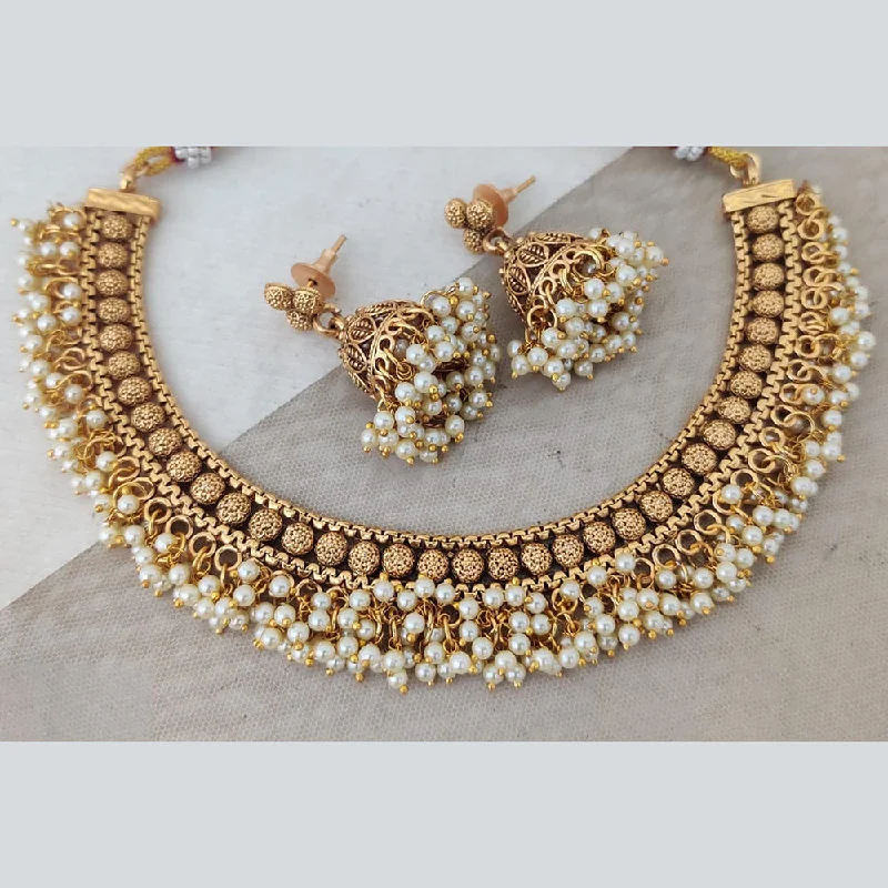 Light wood necklaces-Rani Sati Jewels Gold Plated Pearl Necklace Set