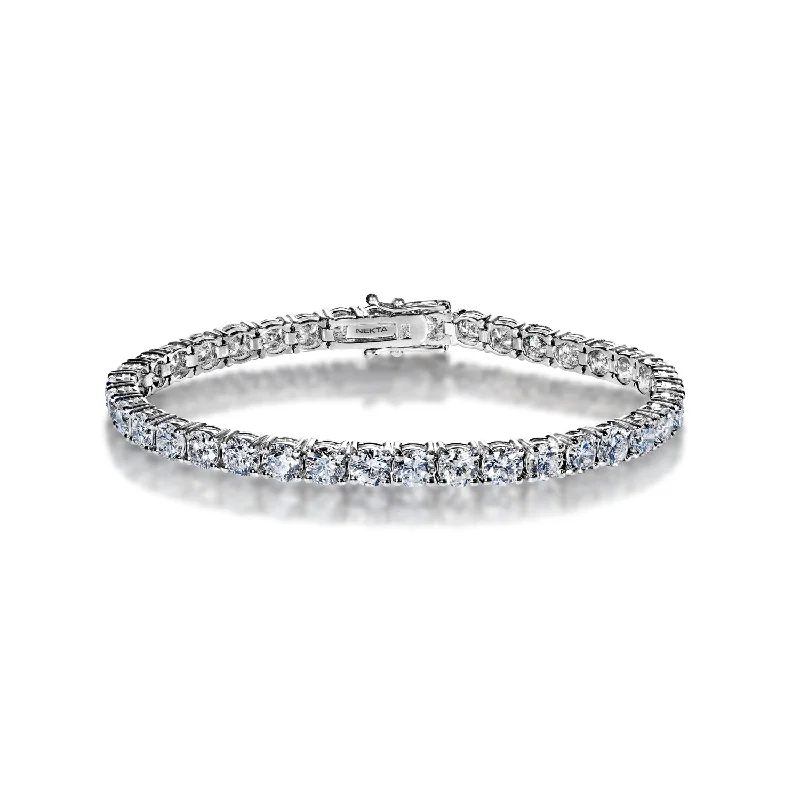 Fox charm bangles-Celeste 13 Carat Round Brilliant Single Row Diamond Bracelet in 14k White Gold