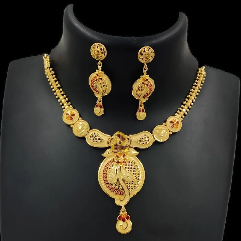 Mesh choker necklaces-Pari Art Jewellery Forming Gold Necklace Set