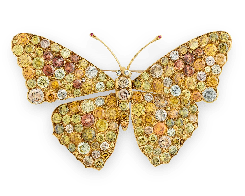 Satin finish brooch-Diamond Butterfly Brooch